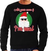 Foute Kersttrui / sweater - ask your mom í am real - zwart voor heren - kerstkleding / kerst outfit S