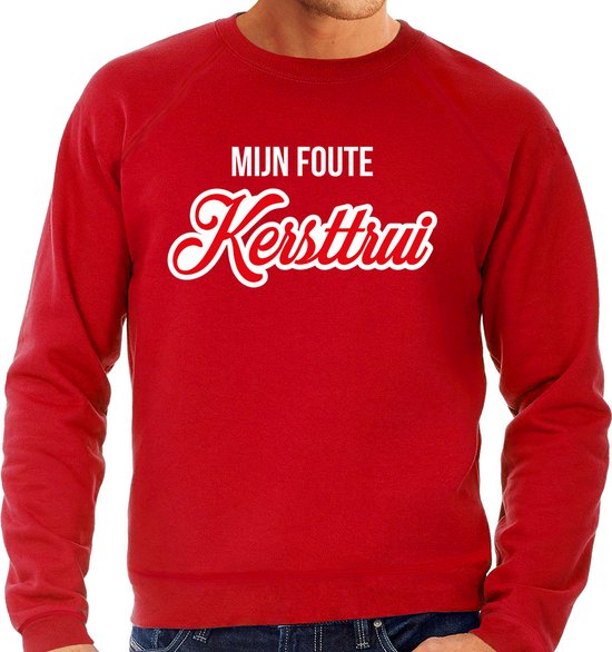 Mijn foute Kersttrui in sierlijke letters - rood - heren - Kerst sweater / Kerst outfit S