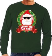 Foute kersttrui / sweater - groen - blowende Kerstman Light Up My Tree heren S