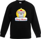 Kersttrui Merry Christmas muis kerstbal zwart jongens en meisjes - Kerstruien kind 98/104