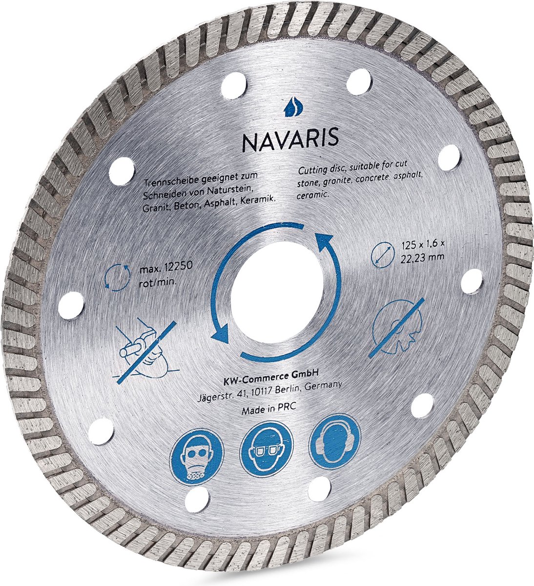 Disque diamant Navaris 125 mm - Disque abrasif pour béton, pierre