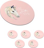 Onderzetters voor glazen - Rond - Quotes - Spreuken - Paarden - Life is better with a horse - 10x10 cm - Glasonderzetters - 6 stuks