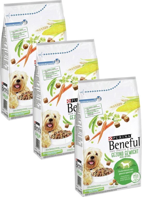 3x Purina Beneful Gezond Gewicht - Met Kip, Tuingroenten & Vitaminen - hondenvoer - 1,5kg