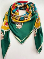 Vierkante sjaal met kleuren 130 x 130 cm / 70% viscose met 30 % zijde (glad materiaal)