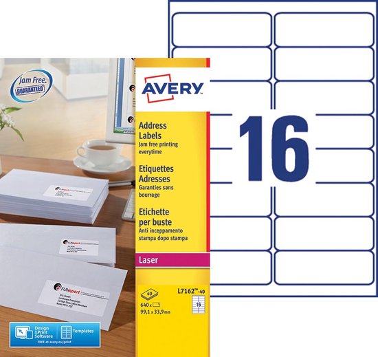 Étiquettes Adresses - AVERY ZWECKFORM - QuickPEEL - 99,1 x 33,9 mm - Blanc - 1.600 Étiquettes Étiquettes Adresses - AVERY ZWECKFORM - QuickPEEL - 99,1 x 33,9 mm - Blanc - 1.600 Étiquettes