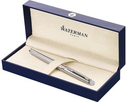 Waterman Hémisphère-vulpen | Roestvrij staal met chromen rand | Fijne penpunt | Blauwe inkt | Cadeauverpakking