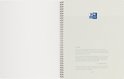 Carnet ouvert A4+ à spirale, page de garde vierge avec des informations sur le papier et l'écolabel UE.