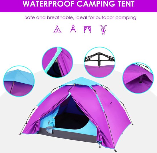 Pop-up kampeertent draagbaar - Instant tent - waterdicht - winddichte tenten voor... | bol.com