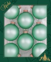 Krebs Kerstballen - 8 stuks - velvet groen - glas - 7 cm