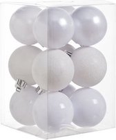 12x Witte kunststof kerstballen 6 cm - Mat/glans - Onbreekbare plastic kerstballen - Kerstboomversiering wit