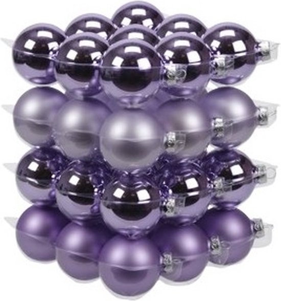 36x stuks glazen kerstballen paars tinten 6 cm mat/glans -... | bol.com