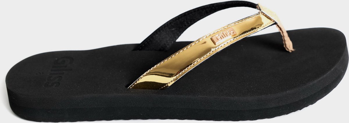 Giliss Fashion Giliss Teen Slippers dames GOUD serie Zwart-Goud kleurige strap