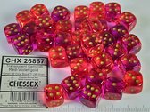 Chessex Gemini Translucent Red-Violet/gold D6 12mm Dobbelsteen Set (36 stuks)