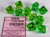 Chessex Gemini Doorschijnend Groen-Teal/Geel Dobbelsteenset (10 stuks)