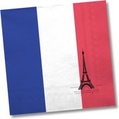 20x Frankrijk/Parijs thema servetten 33 x 33 cm - Papieren wegwerp servetjes - Franse/Eiffeltoren/Parijs versieringen/decoraties