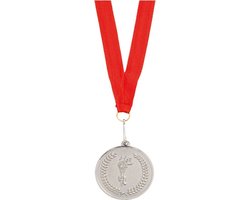Medailles of sportprijs - 10x - eerste prijs - zilver - aan rood lint - sportdag