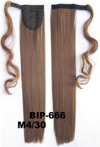 Wrap Around paardenstaart, ponytail hairextensions straight bruin / rood - M4/30
