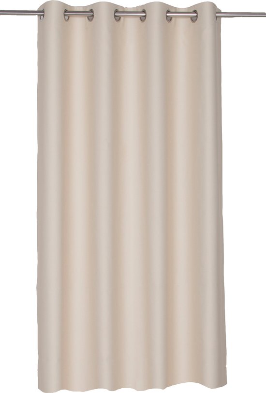 PONY DANCE Halftransparante Woonkamer Lichtgordijnen met Ringen, Linnenachtig Dikke Gordijnen voor Slaapkamer/Eetkamer,140B x 245H cm (2 Panelen),Natuurlijk beige