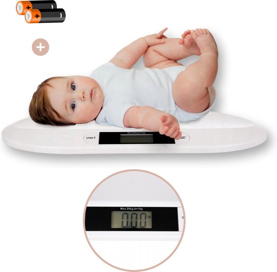 Creartix® Baby Weegschaal Digitale Baby- en Peuter weegschaal Weegschaal baby en peuter tot 20kg batterijen inbegrepen