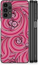 Smartphone Hoesje Geschikt voor Samsung Galaxy A13 4G Back Case TPU Siliconen Hoesje met Zwarte rand Swirl Pink