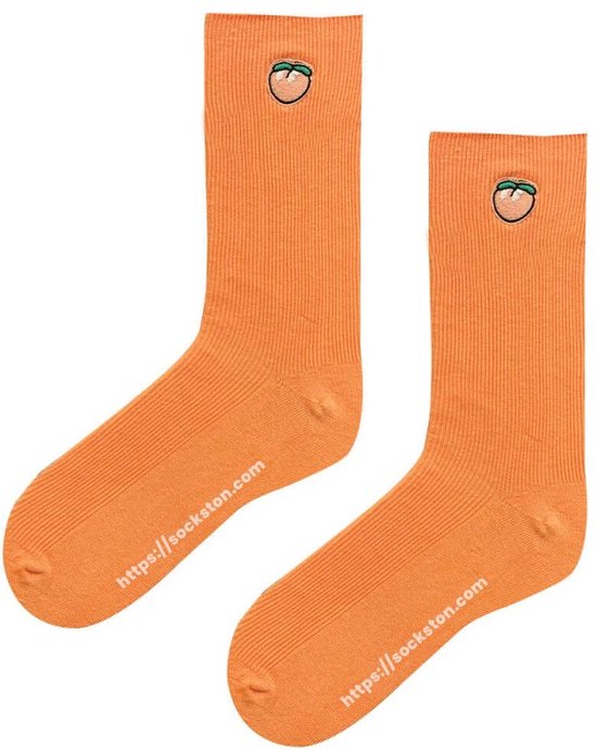 Sockston Socks - 2 paren - Peach Socks Minimal - Pink Orange - Grappige Sokken - Vrolijke Sokken