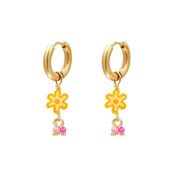 Yellow flower earrings - #summergirls collection - Yehwang - Oorbellen - One size - Goud/Oranje