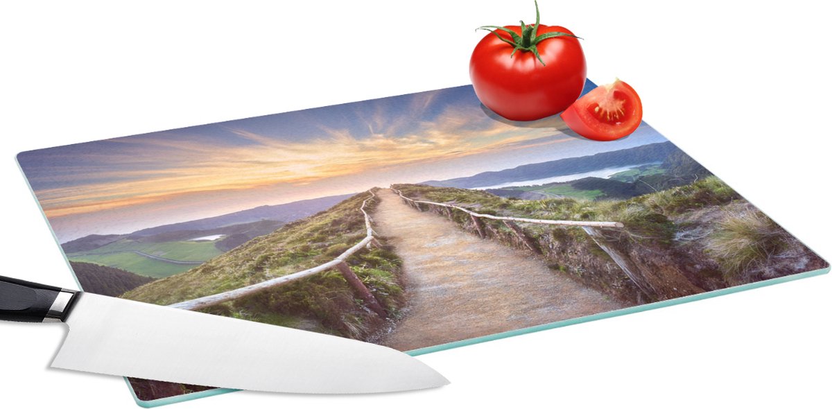 Glazen Snijplank - 39x28 - Bergen - Natuur - Pad - Snijplanken Glas
