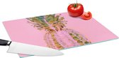 Glazen Snijplank - 39x28 - Verf - Ananas - Roze - Zomer - Snijplanken Glas