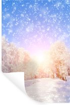 Muurstickers - Sticker Folie - Sneeuw - Zon - Winter - 20x30 cm - Plakfolie - Muurstickers Kinderkamer - Zelfklevend Behang - Zelfklevend behangpapier - Stickerfolie