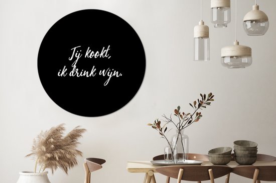 WallCircle - Wall Circle - Wall Circle Inside - Proverbes - Tu cuisines, je bois du vin - Citations - Vin - Cuisine - 150x150 cm - Décoration murale - Peintures ronds