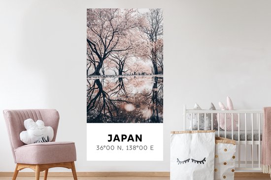 Stickers Stickers muraux - Japon - Sakura - Printemps - Rose - 80x160 cm - Feuille adhésive