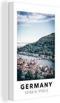 Canvas Schilderij Heidelberg - Duitsland - Water - 40x60 cm - Wanddecoratie