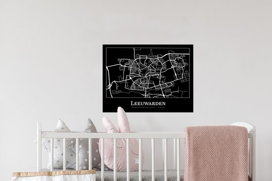 Stickers muraux - Plan de la ville - Leeuwarden - Carte - Carte - 40x30 cm - Feuille adhésive