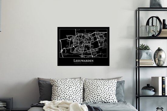 Stickers muraux - Plan de la ville - Leeuwarden - Carte - Carte - 80x60 cm - Feuille adhésive