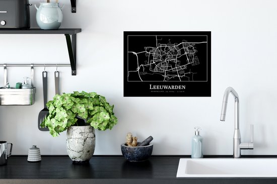 Stickers muraux - Plan de la ville - Leeuwarden - Carte - Carte - 40x30 cm - Feuille adhésive
