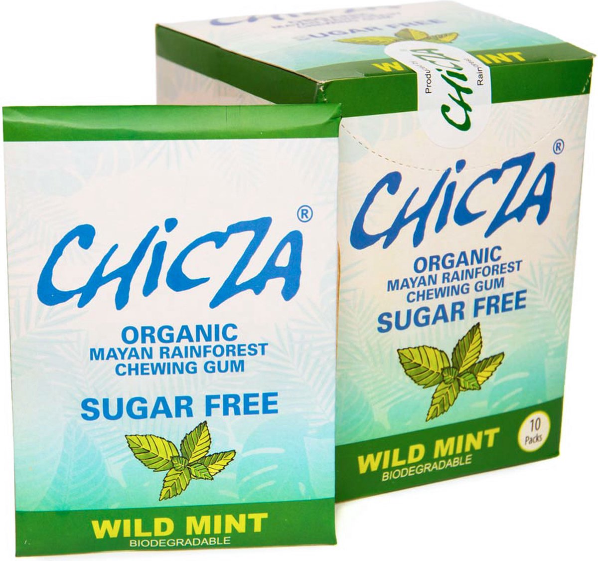 KAUWGOM. 10 DOOSJES MET 12 KAUWGOMS. Chicza Wild Mint Sugar Free