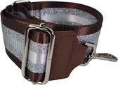 Qischa® Bag strap - Tassenriem - Schouderband - Schouderriem - Tassen Riem - Tas Hengsel - Verstelbare Riem - bruin, zilver, wit