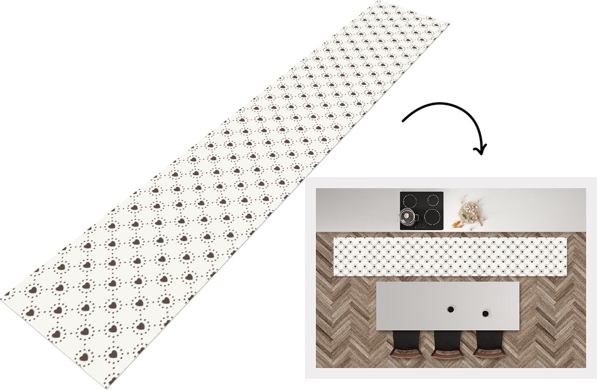 KitchenYeah Keukenloper - Loper keuken - Geometrie - Lijn - Hart - Patroon - 300x50 cm - Keukenloper vinyl Multicolor