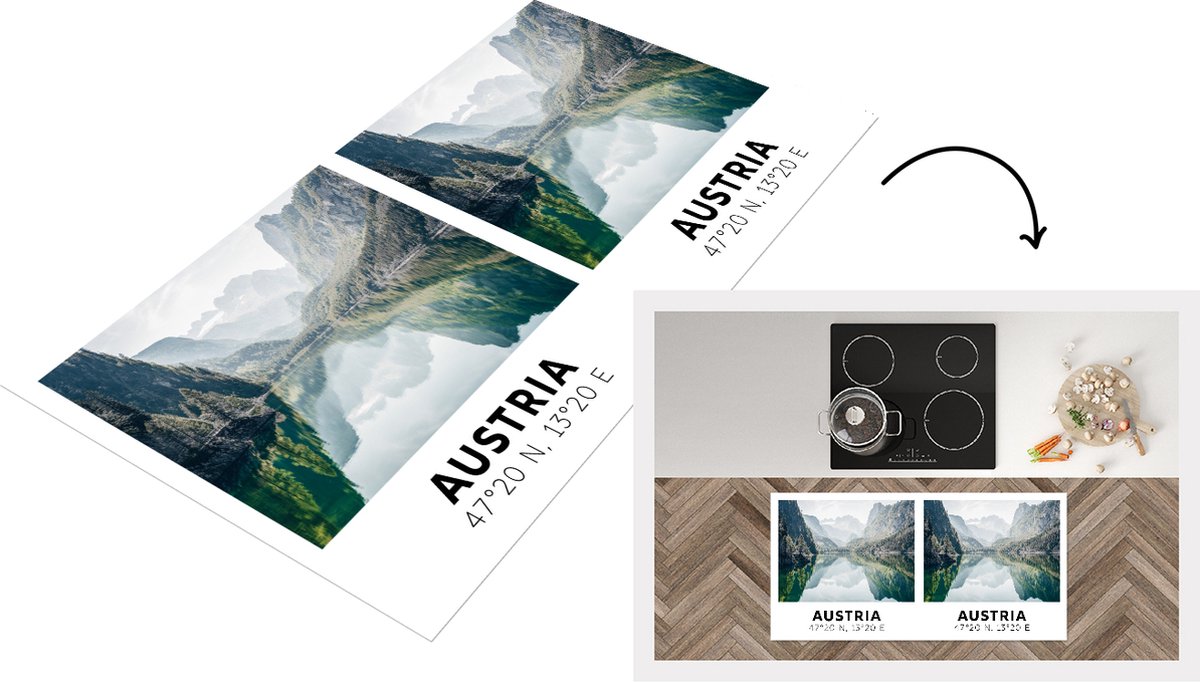 KitchenYeah Keukenloper - Loper keuken - Oostenrijk - Alpen - Water - Berg - 120x60 cm - Keukenloper vinyl Multicolor