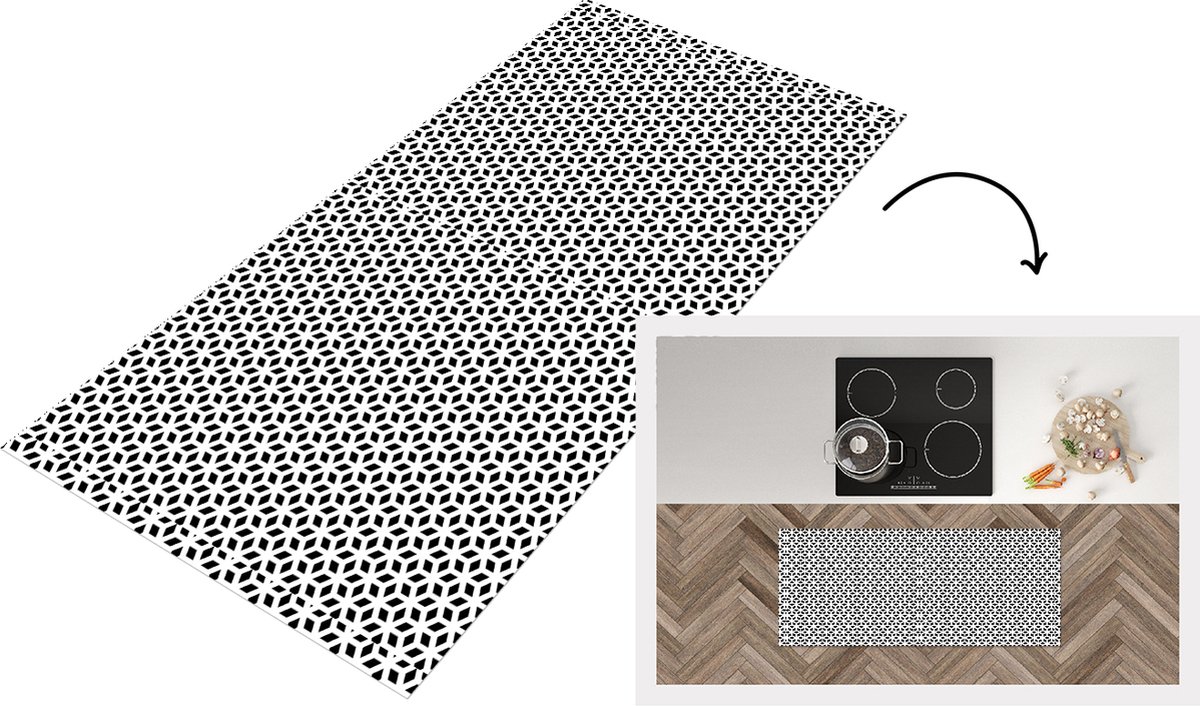 KitchenYeah Keukenloper - Loper keuken - Geometrie - Lijn - Abstract - Patroon - 120x50 cm - Keukenloper vinyl Multicolor