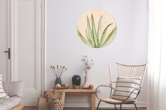Cercle Mural - Cercle Mural Intérieur - Aquarelle - Plante Succulente - Bohème - Botanique - ⌀ 60 cm - Décoration murale - Peintures Ronds