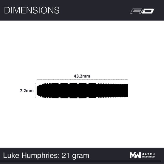 RED DRAGON - Luke Humphries Original: Steeltip Tungsten Dartpijlen Professioneel - 21 gram van Red Dragon — afbeelding 2