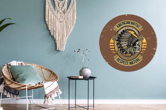 WallCircle - Wall Circle - Wall Circle Indoor - Mancave - Crâne - Ressorts - Vintage - 90x90 cm - Décoration murale - Peintures Ronds