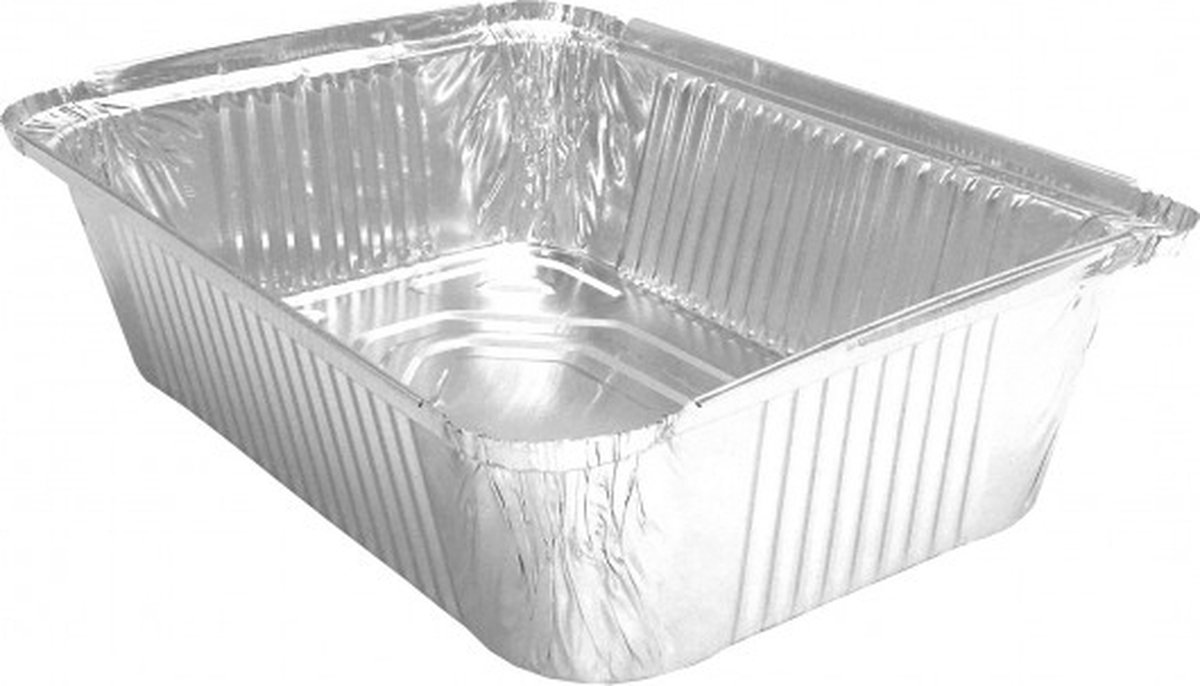 BULK Rechthoekige aluminium voedsel containers met deksel, 2300 ml - BULK 1000 PCS