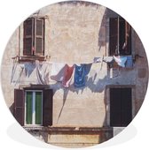Corde à linge avec vêtements à Rome en Italie Assiette en plastique cercle mural ⌀ 90 cm - impression photo sur cercle mural / cercle vivant (décoration murale)