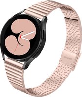 Universeel Smartwatch 22MM Bandje - Metaal - met Dubbele Gesp - Roze Goud