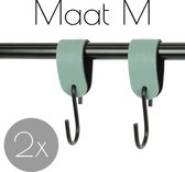 2x Leren S-haak hangers - Handles and more® | VAALGROEN - maat M  (Leren S-haken - S haken - handdoekkaakje - kapstokhaak - ophanghaken)