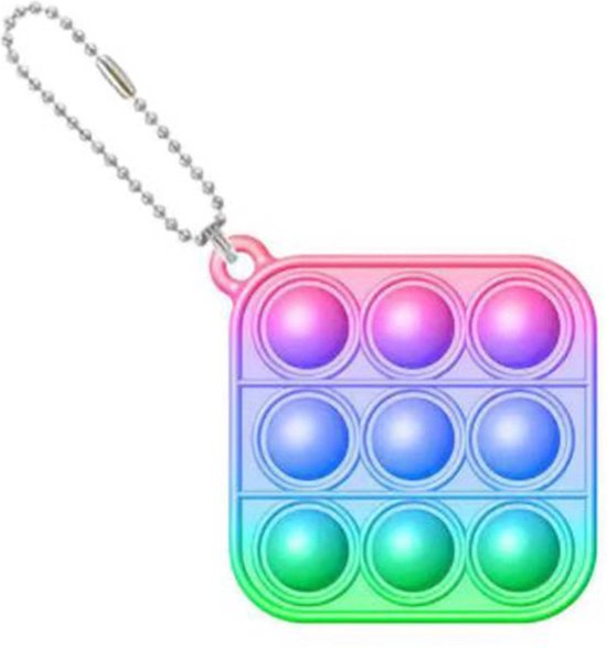 Pop it sleutelhanger - fidget toys - speelgoed - jongens - meisjes - vierkant regenboog - Happy Shopper