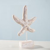 BaykaDecor - Luxe Houten Zeester op Stand - Woondecoratie - Tuin Decoratie Hout - Cadeau - Decoratieve Accessoires - Naturel 30 cm