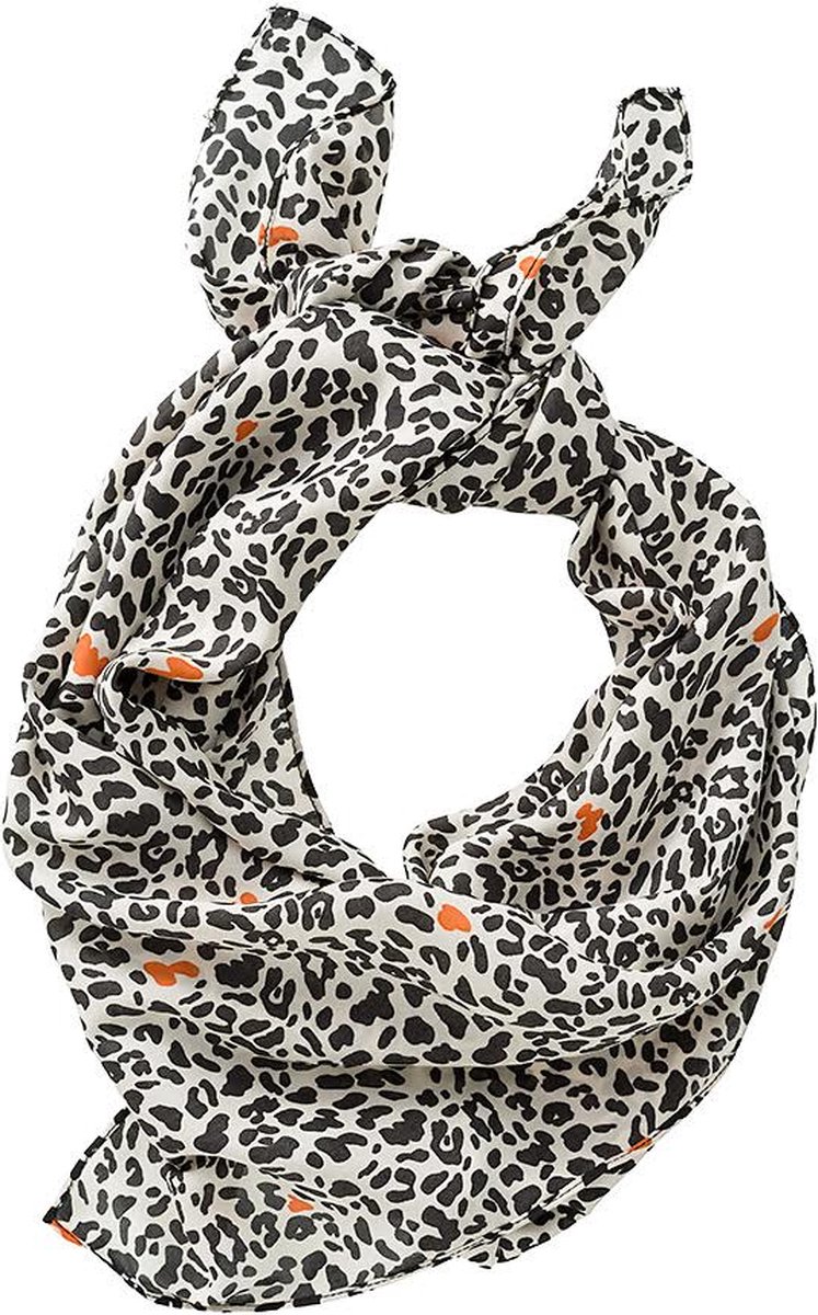 Sjaaltje voor Vrouwen - Panterprint - Safari Print - Zwart Beige - 70 cm x 70 cm